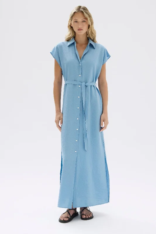 Low Prices Heather Silk Maxi Shirt Dress