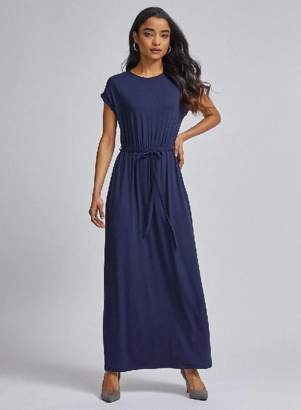 Referral Discount Navy Maxi Jersey Dress