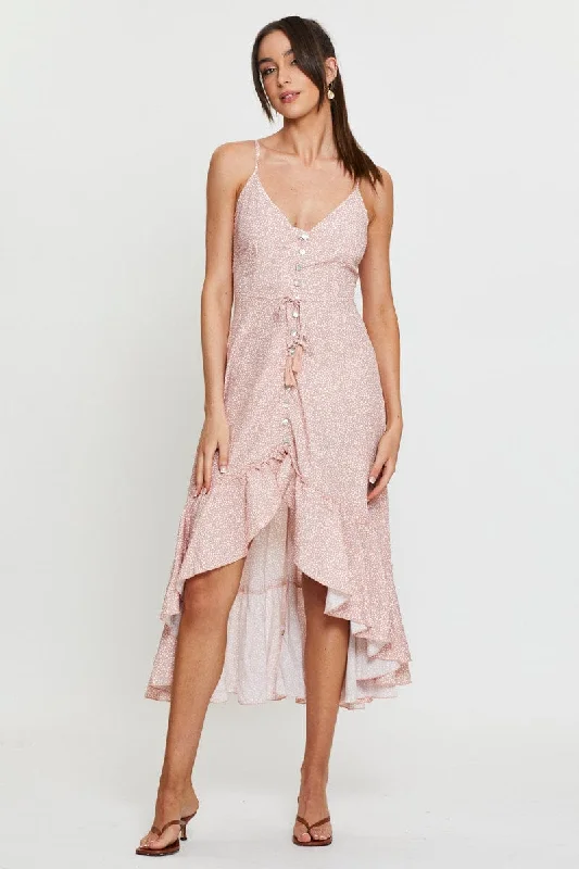 Lowest Price Geo Print Dress Adjustable Straps Midi