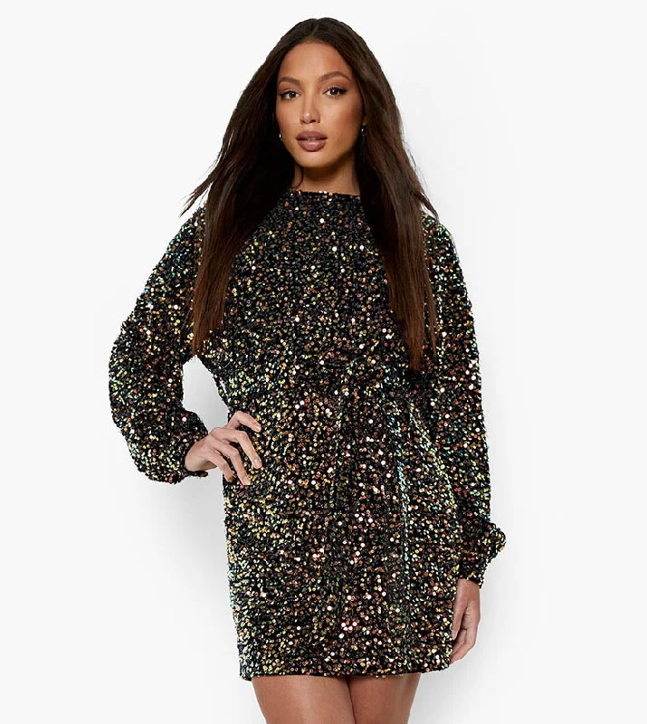 Deal Dash Tall Sequin Velvet Belted Dress