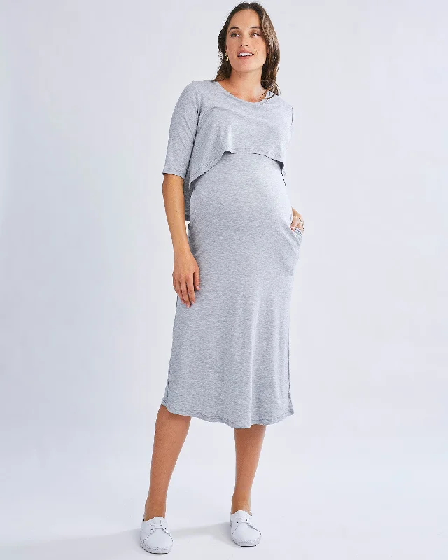 Price Cut Donna Maternity &  Nursing Flip Dress In Grey