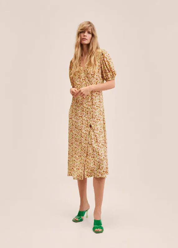 Special Savings Balloon Sleeve Printed Dress