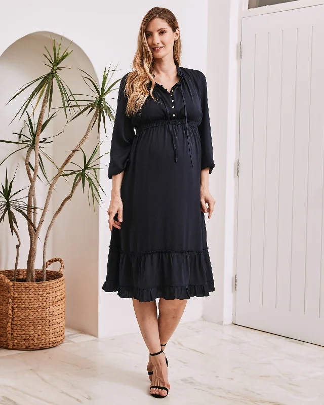 Super Savings Stelle Baby Shower Button Front Dress in Navy