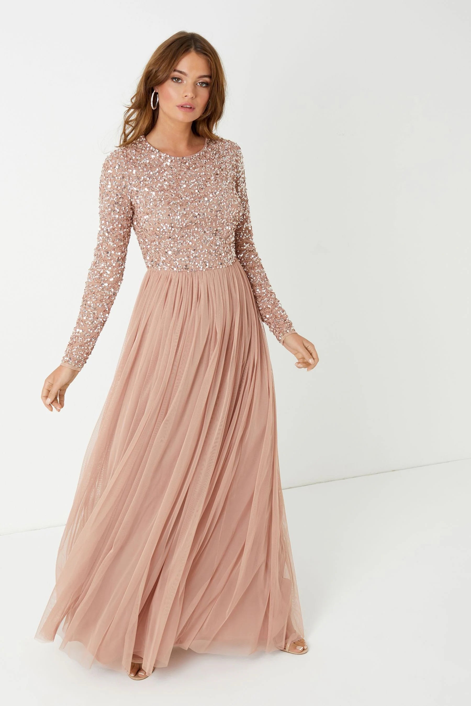 Massive Deals Long Sleeve Deluxe Dress Blush Pink