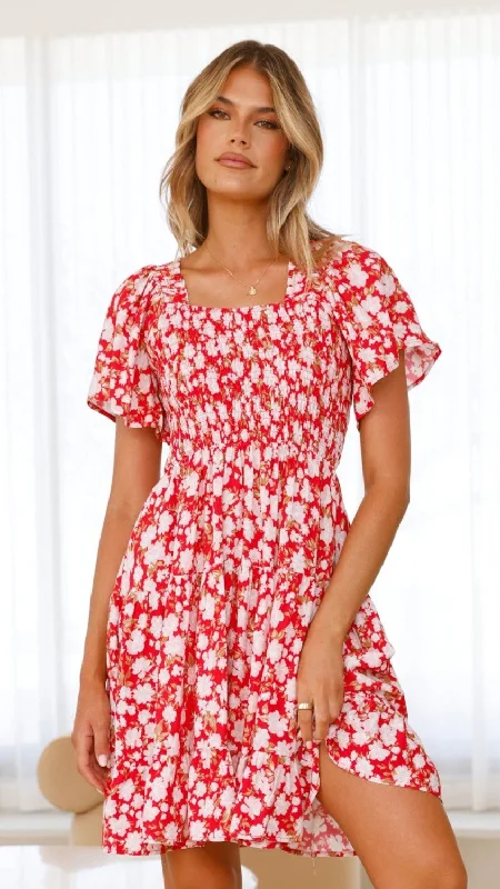 Bargain Bin Sammi Mini Dress - Red Floral
