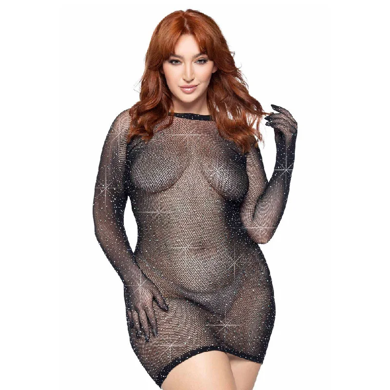 Markdown Madness Leg Avenue Rhinestone Gloved Dress Plus Size 14 To 18