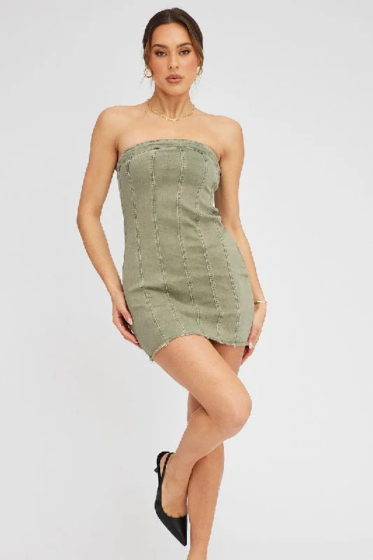 Exclusive Savings Denim Mini Dress Sleeveless Strapless Bodycon Denim
