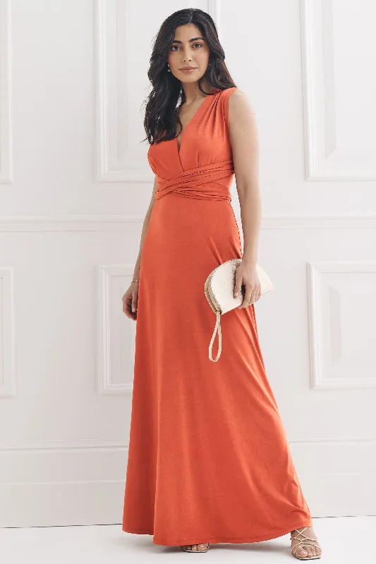 Early Access Multiway Maxi Dress Rust Brown