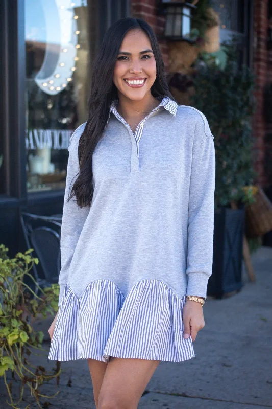 Limited Edition Composed Crush Grey Stripe Dress