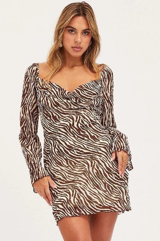 Don't Miss Print Mini Dress Long Sleeve