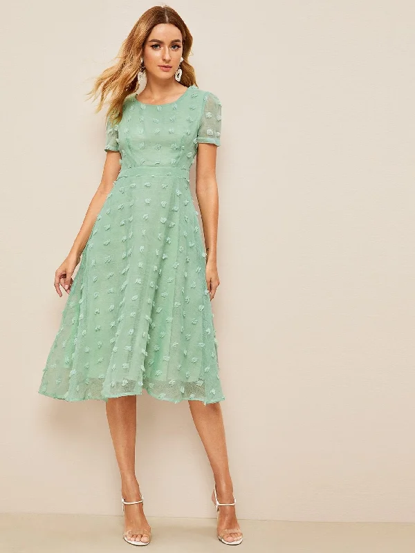 Special Price 50s Swiss Dot Zip Back Fit & Flare Dress