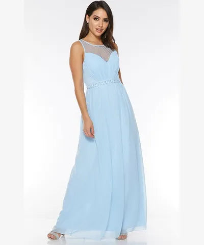 Huge Discounts Chiffon Embellished High Neck Maxi Dress