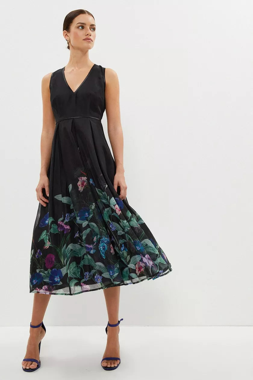 Doorbuster Deal V Neck Tipped Organza Midi Dress