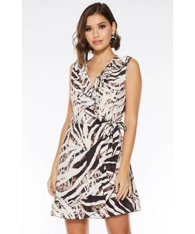 Factory Direct Sale Animal Print Wrap Dress