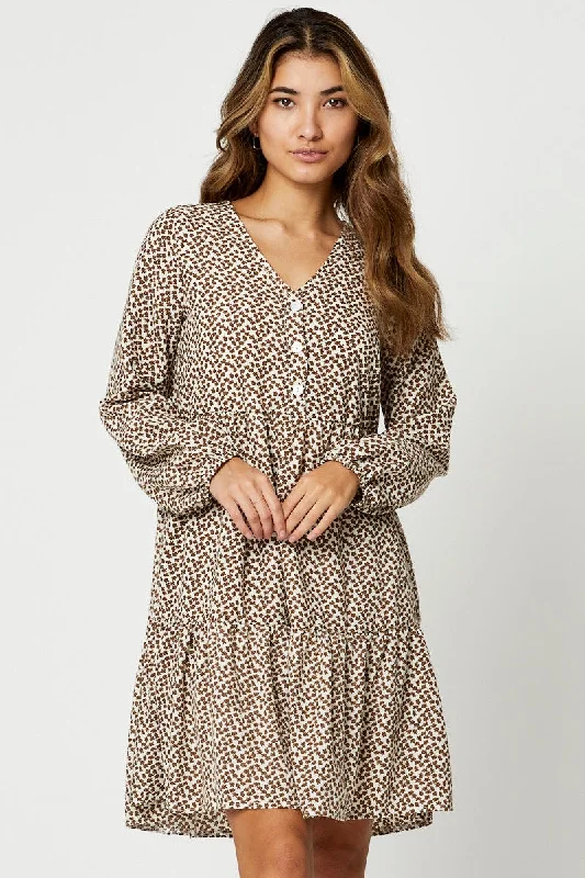 Act Now Print Skater Dress