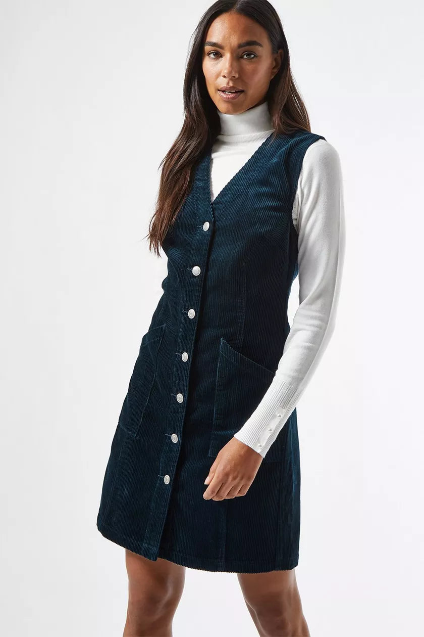 Special Discount Teal Corduroy Pinafore Dress