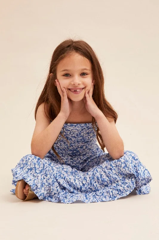 Midnight Madness Print Kids Tie Back Maxi Dress