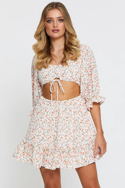 Take Advantage Print Mini Dress Long Sleeve
