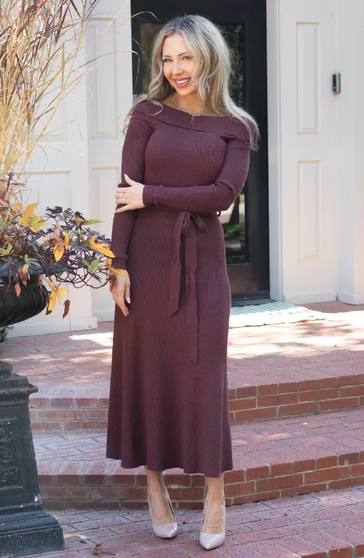 Discount Days Wrapped In Grace Off Shoulder Midi Sweater Dress