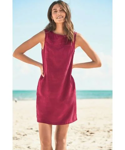 Super Bargain Berry Linen Blend Shift Dress