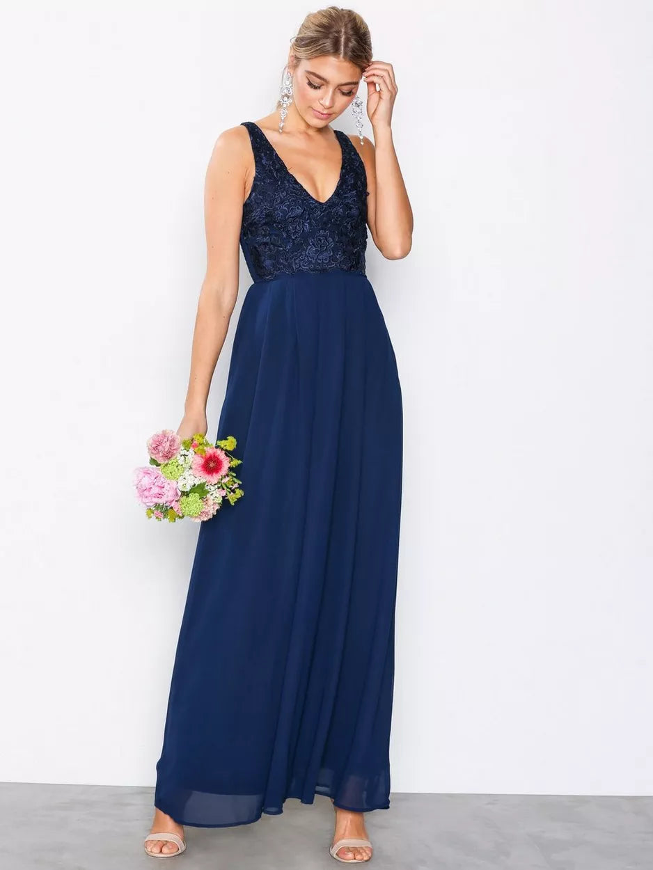 Bargain Blast Navy Lace Maxi Dress