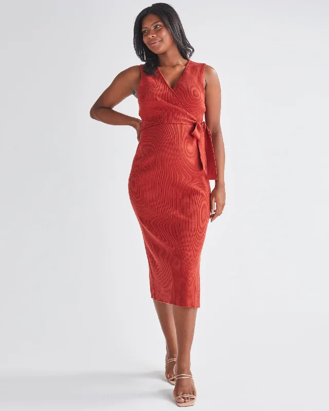 Special Discount Barbara Knit Maternity Midi Dress in Radiant Red