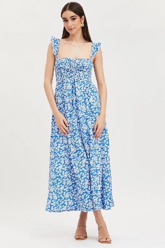 While Supplies Last Print Maxi Dress Shirred