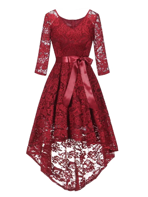 Limited Edition 50s Lace Overlay Knot High Low Dress