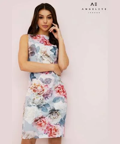 Best Bargains Blue Floral Bodycon Dress