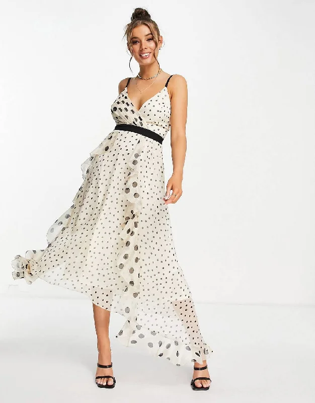 Huge Savings Monochrome Polka Dot Maxi Dress
