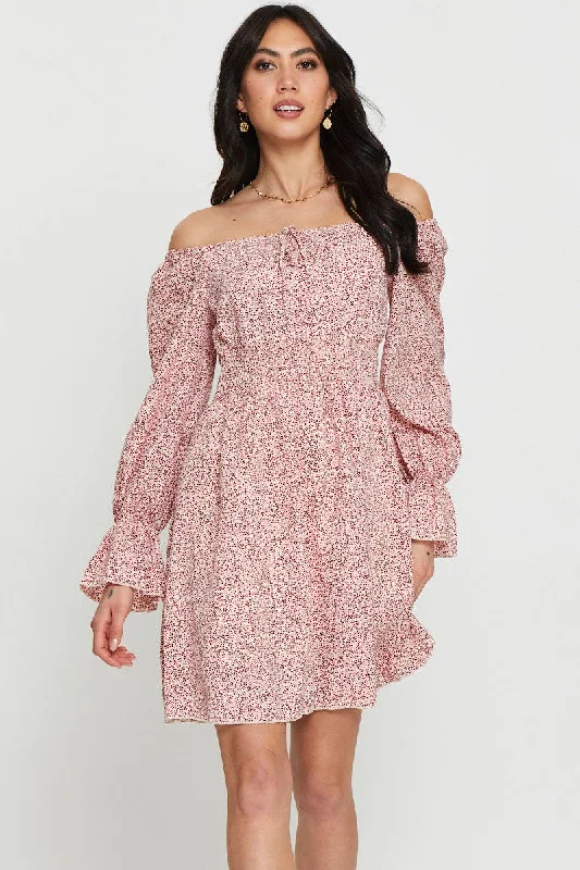 Best Deals Print Mini Dress Long Sleeve