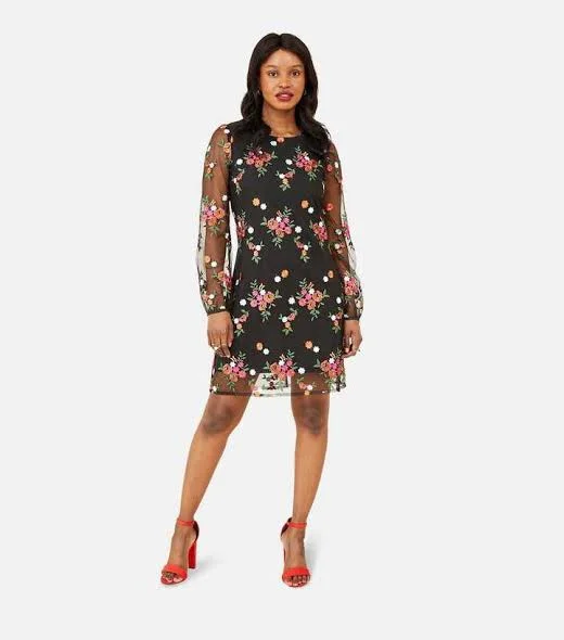 Deep Discounts Embroidered Floral Tunic Dress