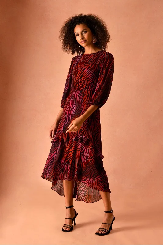 The Best Prices Ombre Zebra Ruffle Midaxi Dress