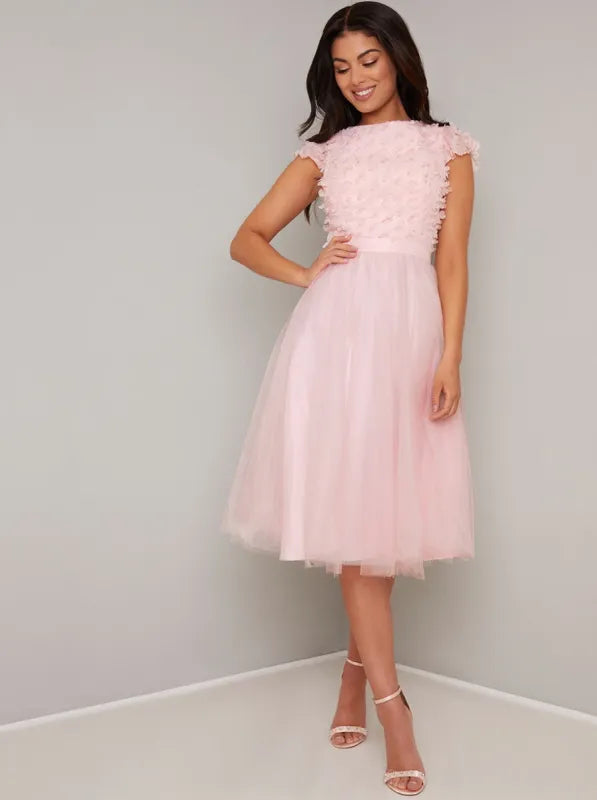Can't Miss Marinela Floral Appliqué Party Dress In Pink