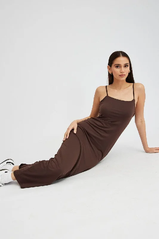 Deal Explosion Brown Supersoft Maxi Dress Sleeveless