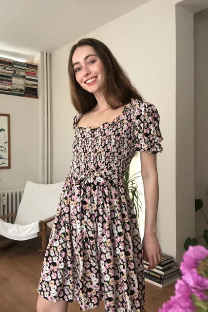 Instant Discount Flower Guiped Mini Dress