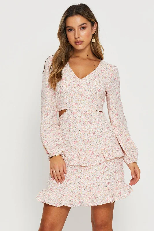 Bonus Savings Print Mini Dress Long Sleeve