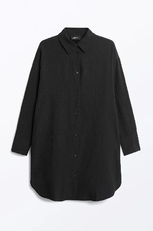 Great Bargains Oversized button up shirt dress Black