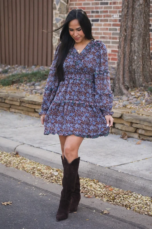 While Supplies Last Hit The Town Floral Ruffle Mini Dress