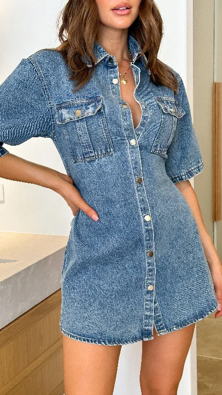 Today’s Deal Raz Mini Dress - Mid Denim