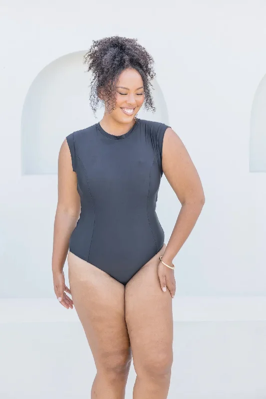 Great Deals Black Cap Sleeve One Piece