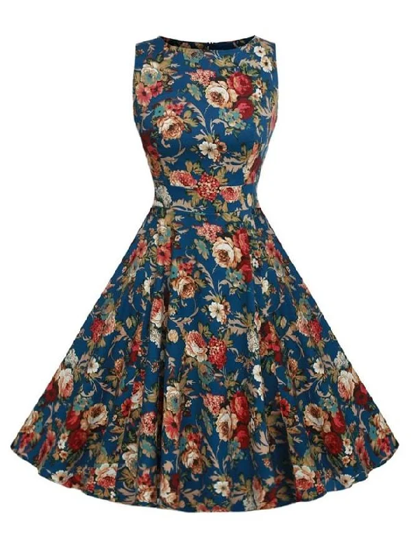 Discount Deals 50s Floral Print Dress