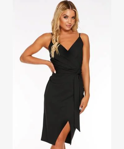 Price Meltdown Wrap Tie Waist Dress Black