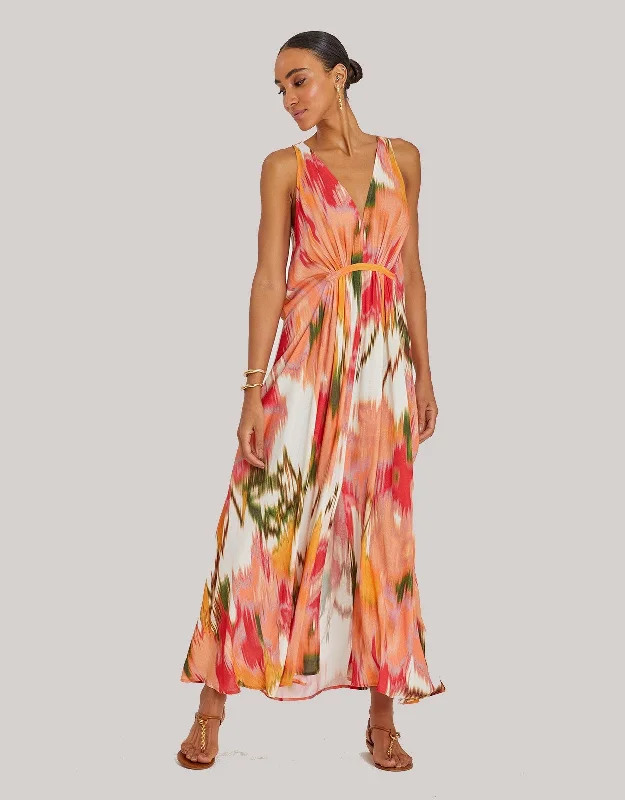 New Markdowns Deep Neckline Dress Aral Floral