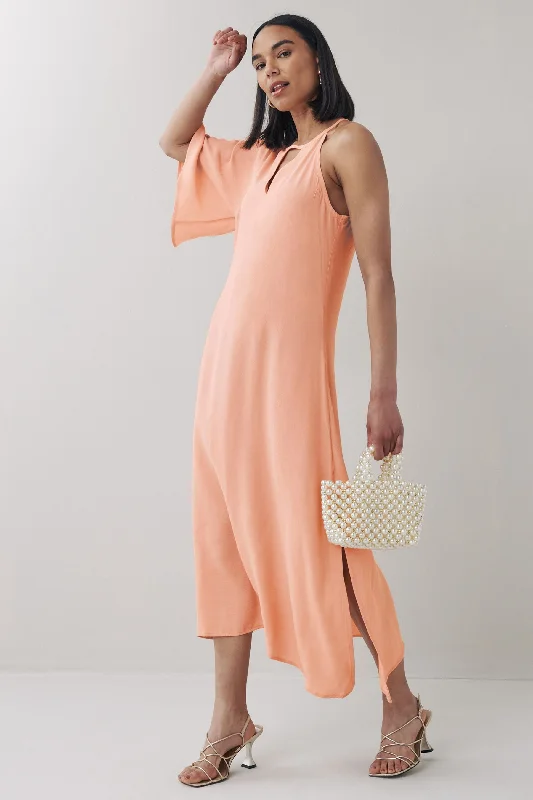 Price Rollback One Shoulder Midi Dress Blush