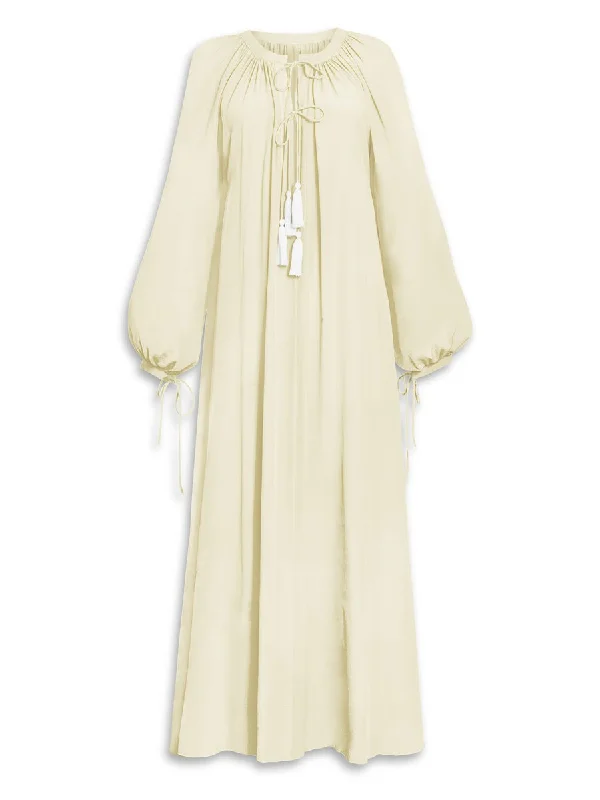 Don't Miss Calista Crepe de Chine Silk Maxi Dress - Vanilla