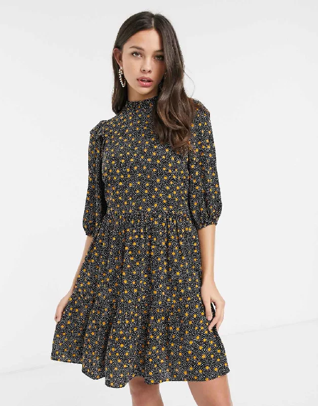 Take Advantage Highneck Ditsy Dress