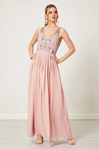 Super Sale Embellished Maxi Pink Dress