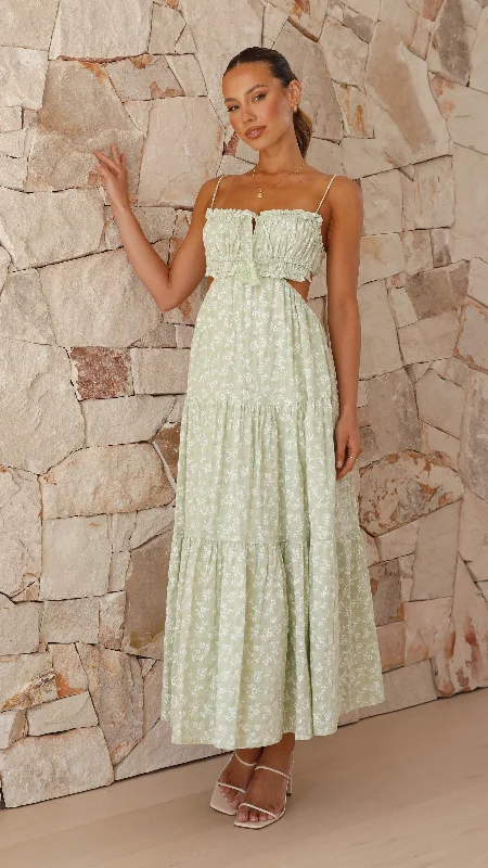 Take Advantage Vella Midi Dress - Sage Floral