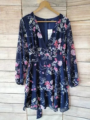 Major Savings Floral Navy Mini Dress